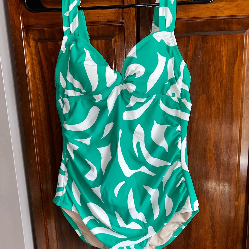 Green and White Swimsuit